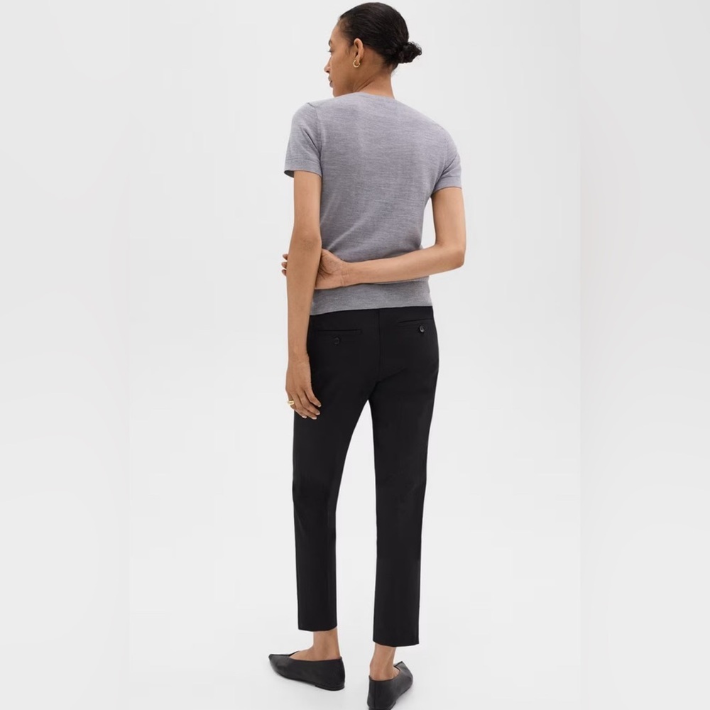 NWT Theory Treeca 2 Good Wool Classic Suit Cropped Tailored Black Pant 6 Medium - Picture 3 of 10